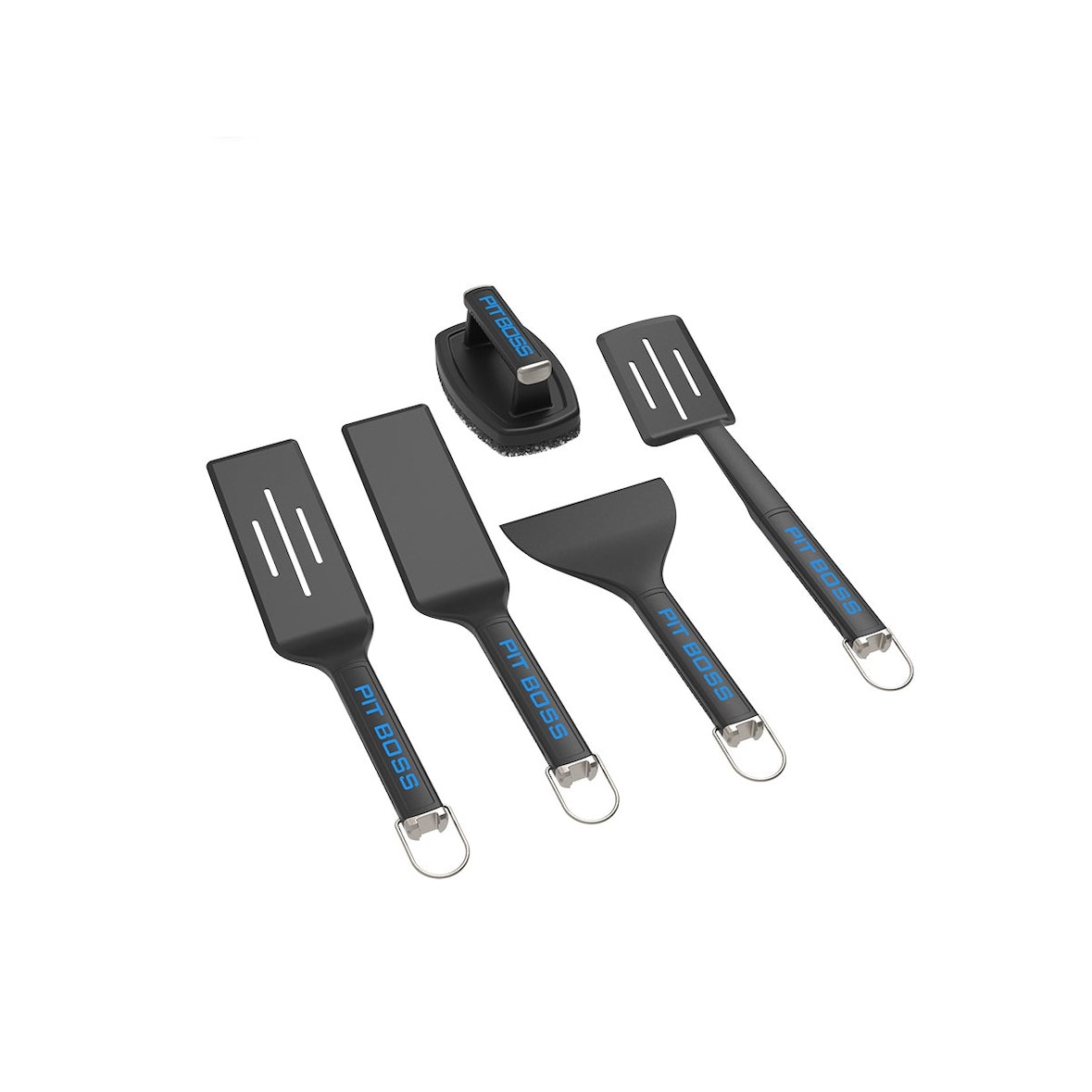 Kit 5 Ustensiles Barbecue, Plancha, Plaque de Cuisson - Accessoires de Cuisson Spatule, Grattoir et Brosse PIT BOSS