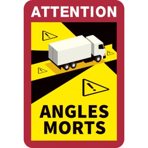 Aufkleber KFZ-Warnmarkierung, Angles Morts (Toter Winkel), Lkw, Folie selbstklebend, 1 Set = 3 Stück - 170 x 250 mm Folie selbstklebend