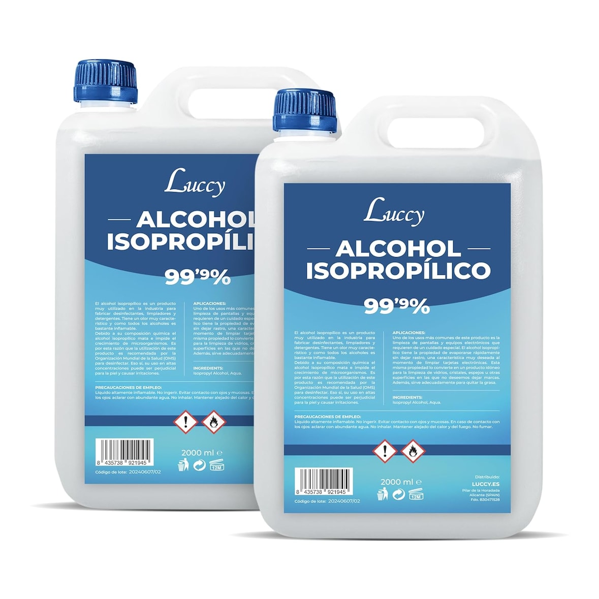 Álcool Isopropílico 99,9% Puro 2 x 2 Litros | Isopropanol | Limpeza de Eletrónica, Superfícies, Impressão 3D
