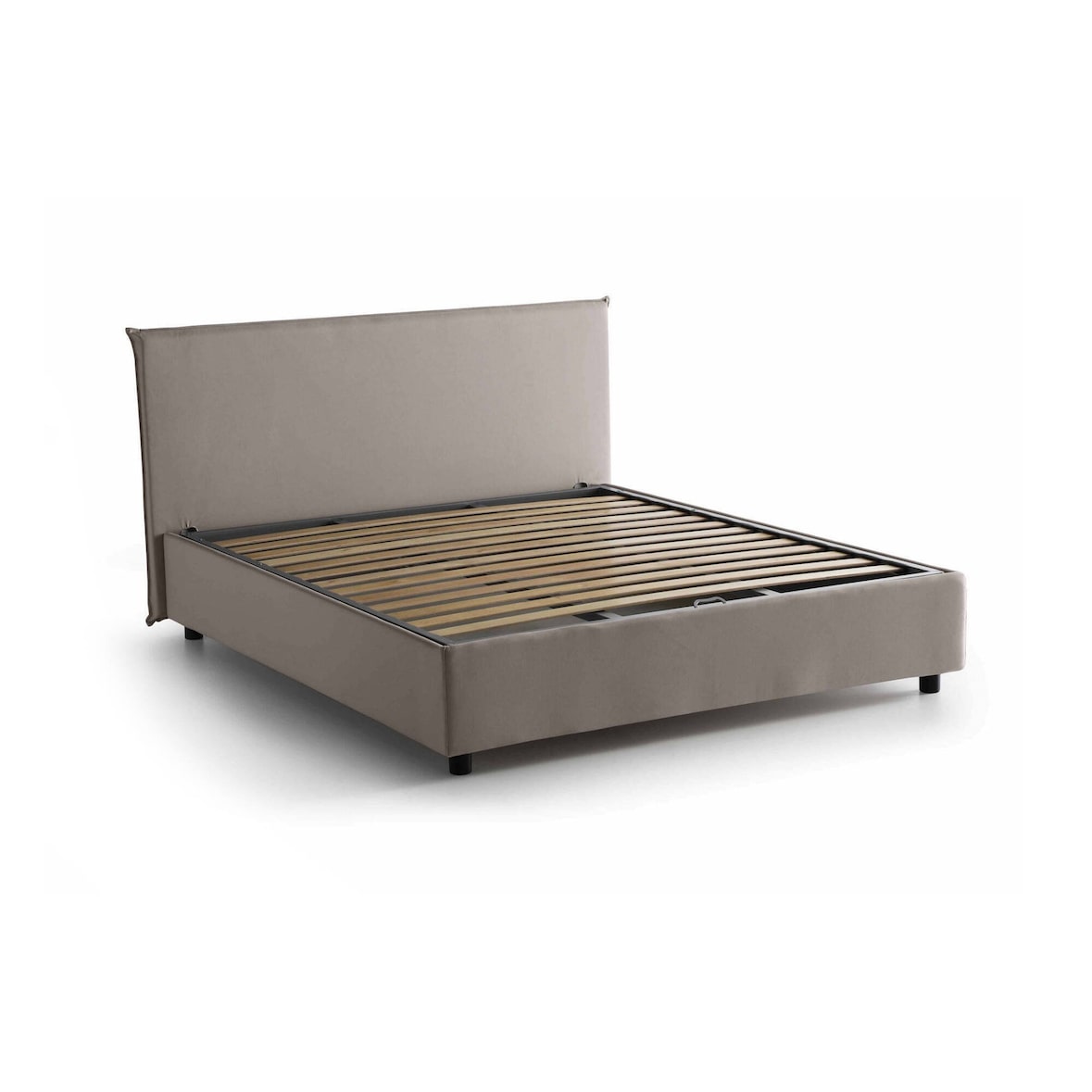 Dmora Letto matrimoniale Azue, Letto contenitore con rivestimento in tessuto, 100% Made in Italy, adatto per materasso Cm 140x190, Tortora