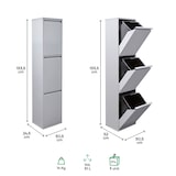 thumbnail of ARREGUI Basic CR302-B Recycling Abfalleimer / Mülleimer aus Stahl mit 3 Inneneimern, 3 Fach Mülltrennsystem, 3 x 17L (51L), hellgrau