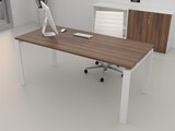 thumbnail of Oficit. Mesa de oficina y hogar. Estructura Marco Abierto blanco con tablero nogal. Fabricado en España. Medidas: 140x60cm (largo x ancho)