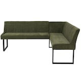 thumbnail of Hoekbank HWC-O82, eetkamerbank Bank, Oeko-Tex (310g/m²) chenille stof/textiel metaal 210x159cm ~ groen