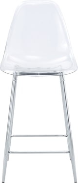thumbnail of Barhocker Kunststoff Transparent mit silberfarbenem Metallgestell, mit Fußstütze