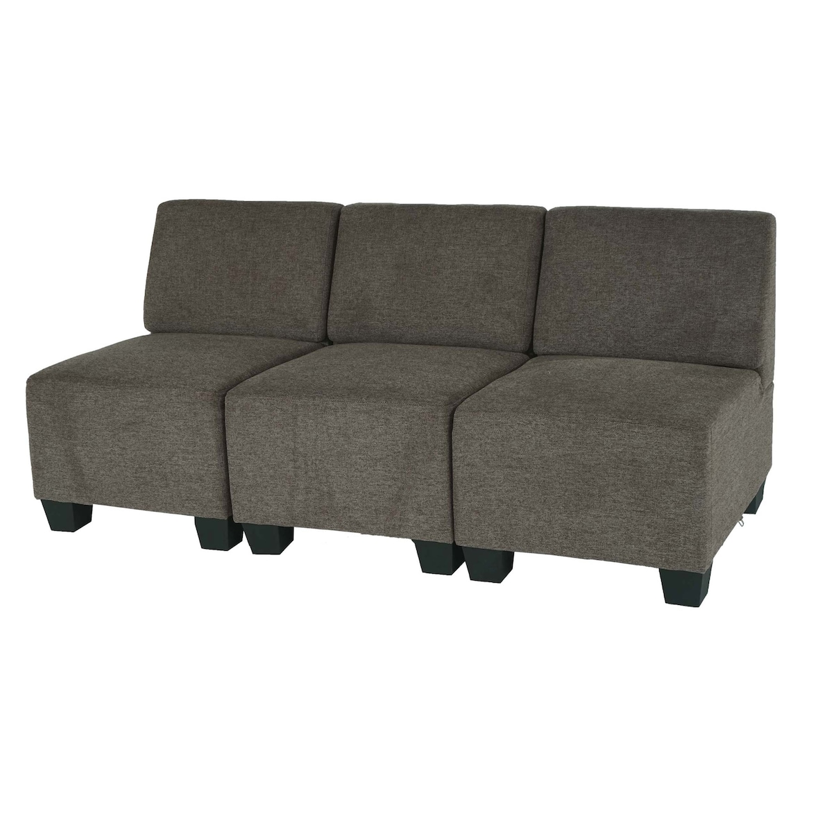 Modular 3-Sitzer Sofa Couch Lyon, Stoff/Textil ~ braun, ohne Armlehnen