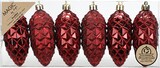 thumbnail of 6 Christbaumschmuck Zapfen 9cm Kunststoff Christbaumkugeln matt & glänzend mit Glitzer Weihnachtskugeln Mix Weihnachtsbaumschmuck Bruchsicher Weinrot