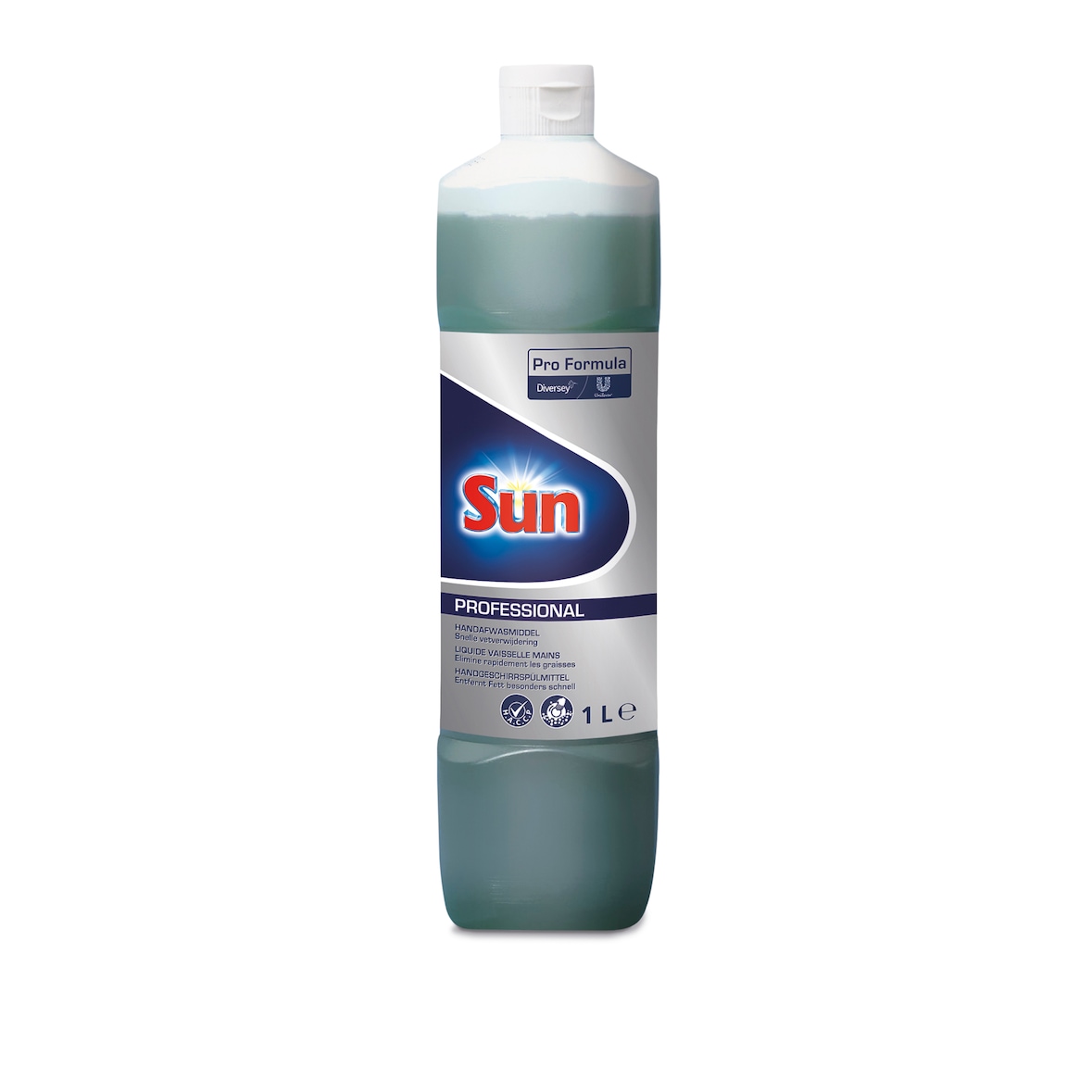 Sun Professional Handspülmittel, pH-hautneutral, hautfreundlich, für Geschirr, Besteck und Gläser, handliche 1L Flasche