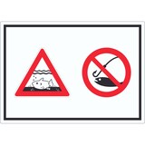 thumbnail of Achtung Laichzeit Laichschonbezirk Angeln verboten Symbol Aufkleber A6 (105x148mm)