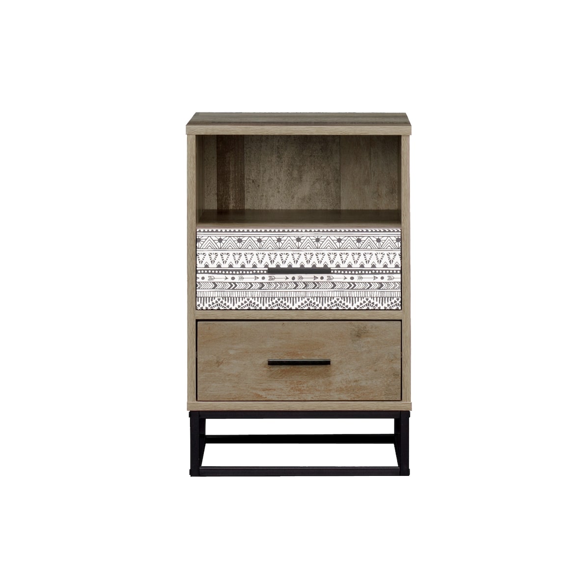 Möbilia Roupa de dormir | 2 gavetas, 1 compartimento aberto | MDF com réplica de filme liso | cinza-natural L39,5xP38xA62cm