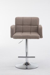 thumbnail of Barhocker SUTUN - Stoff Taupe 60x56x93 cm Silber | Barstuhl Höhenverstellbar Mit Lehne Drehbar Tresenhocker Tresenstuhl Kneipenhocker Kneipenstuhl