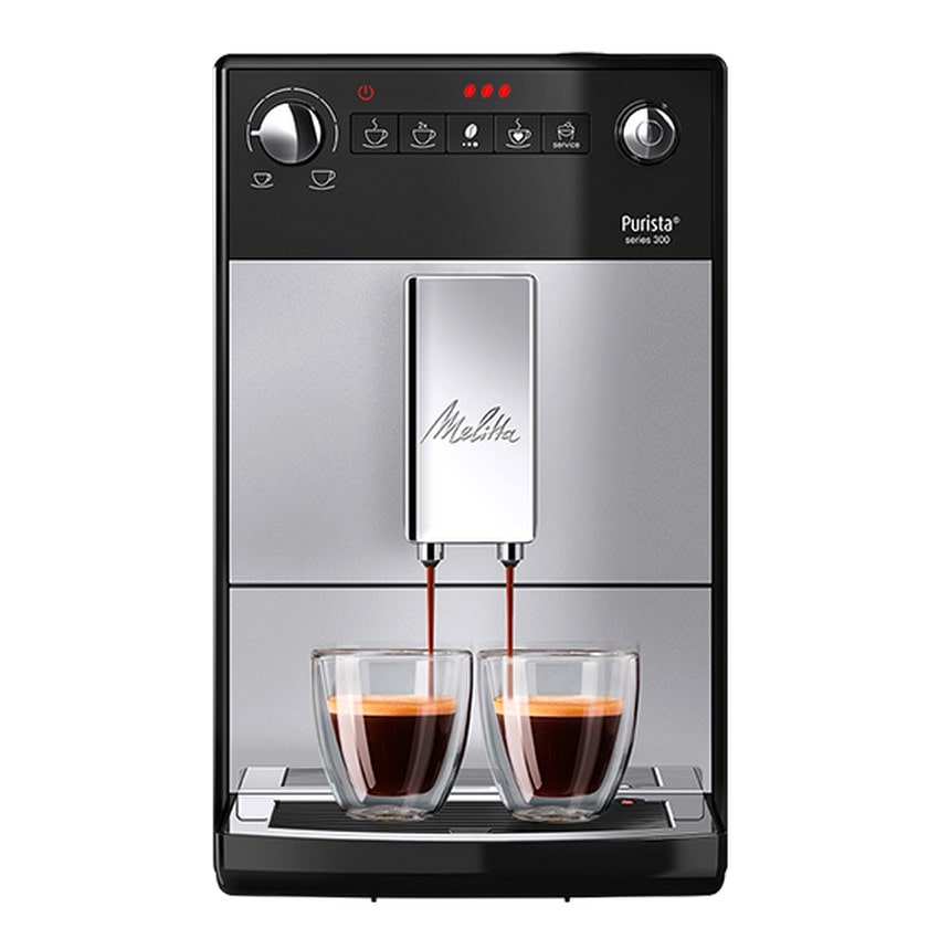 Melitta F230-101 - Machine A Cafe Purista - Expresso Automatique Avec Broyeur A Grains - 1450w - Reservoir Deau 1,2l - Argent