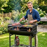 thumbnail of Barbecue A Carbone Con 2 Griglie Regolabili BBQ In Acciaio Resistente Con Ruote E Ripiano Portaoggetti Giardino Terrazzo 90 x 45 x 96 Cm Nero