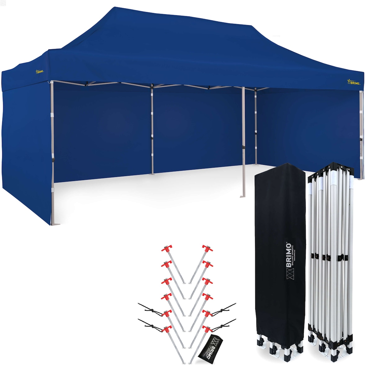 Pavillons & partyzelte 3x6 m - mit 3 Wänden - Blau