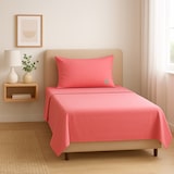 thumbnail of Benetton - Conjunto de cama de solteiro de 3 peças: lençol plano (160x280cm), lençol justo (90x200cm), 1 fronha (50x85cm) 100% algodão rosa