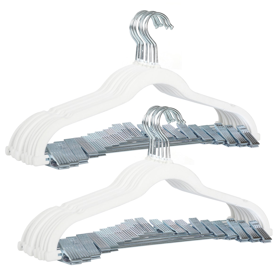SVITA Set van 20 broekhangers met clips en fluwelen hoes wit
