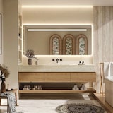 thumbnail of 【YT9865-120BKK】Waschbecken Set LED-Spiegel, Ablageplatte, Schrank Keramik Waschbecken, Spüle ohne Armaturenloch 120*55cm