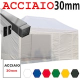thumbnail of Gazebo 3x6 m bianco pieghevole acciaio con laterali