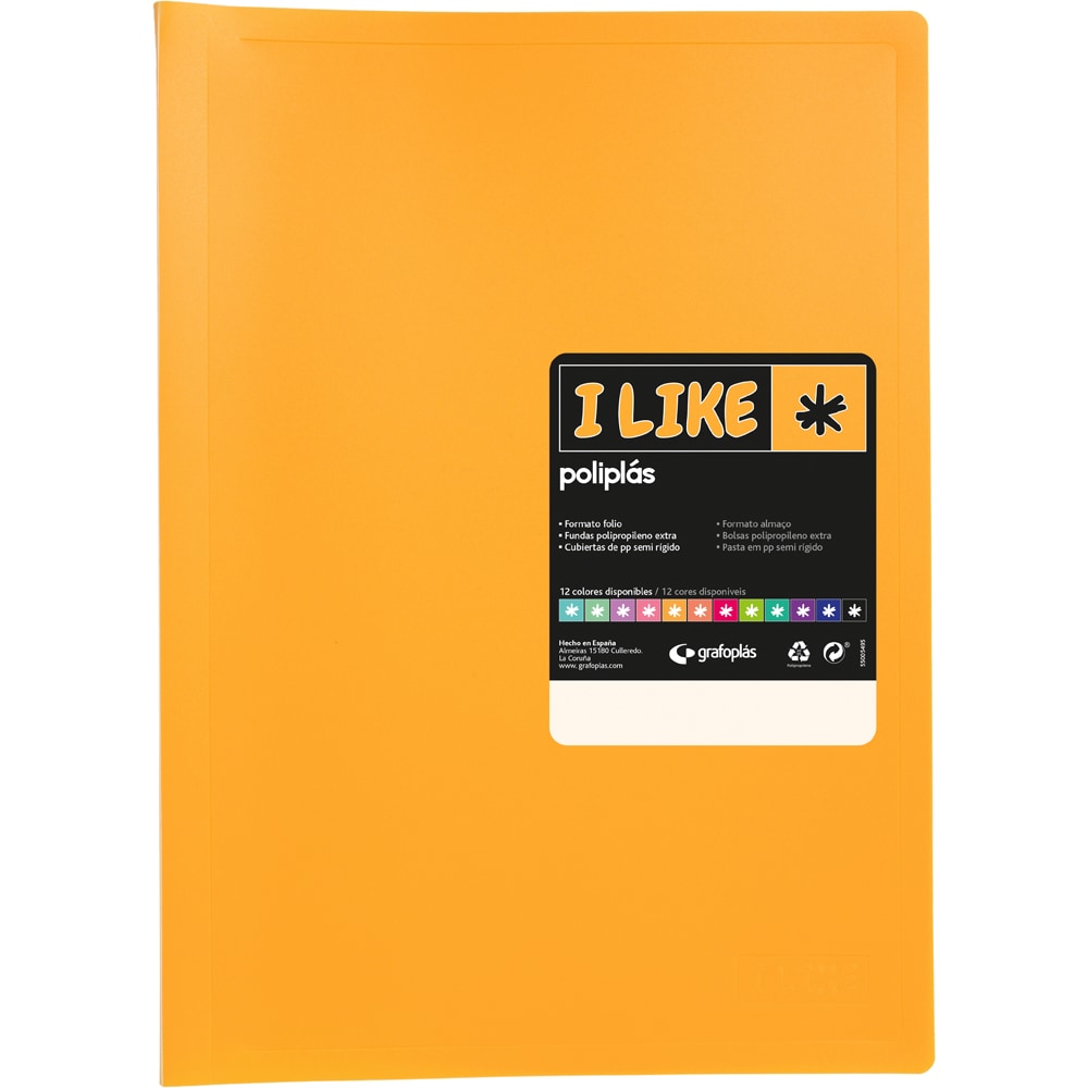 Pasta com 20 capas Poliplás “LIKE” Tangerina