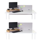 thumbnail of Akustik-Tischtrennwand HWC-G75, Büro-Sichtschutz Schreibtisch Pinnwand, doppelwandig Stoff/Textil ~ 60x140cm grau