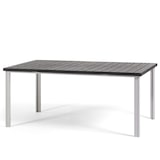 thumbnail of Buitentafel THOMAS rechthoekig 180x90 cm, stalen frame en houtlook latten, 6 zitplaatsen, modern design voor tuin of terras – Wit/Leisteen