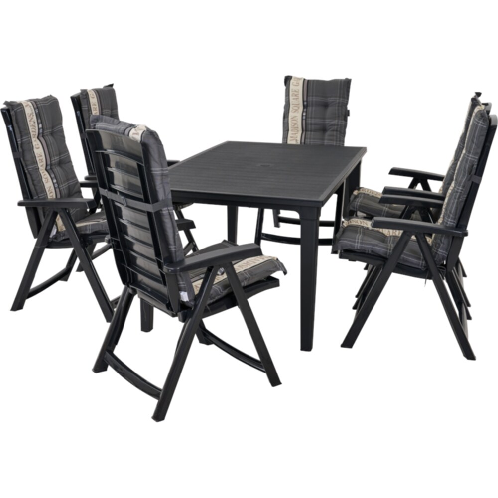 Set Gartenmöbel Aruba 13tlg. Kunststoff mit Auflagen und Tisch