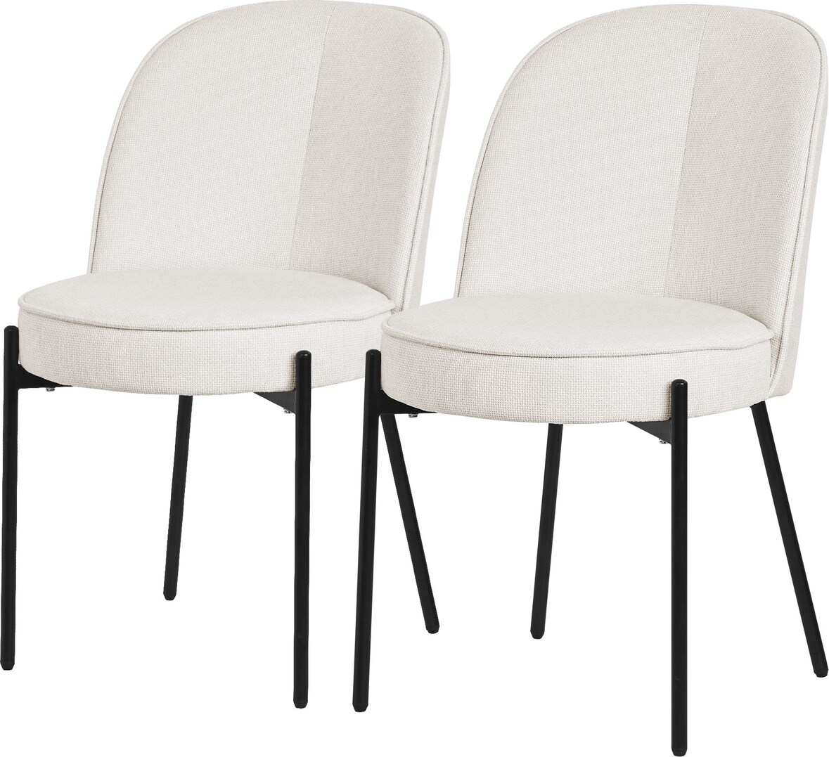 ML-Design Esszimmerstühle 2er-Set Beige, gepolstert, Polyesterbezug, Metallbeine, mit Rückenlehne – Küchen-/Wohnzimmerstuhl