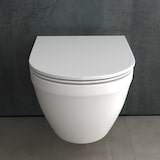 thumbnail of Alpenberger Spülrandloses Hänge WC | Gäste WC Kloschüssel Keramik Toilette mit Nanobeschichtung | WC Sitz Absenkautomatik | Wand WC Hängend Made in EU