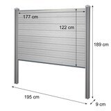 thumbnail of WPC-Sichtschutz Sarthe, Zaun Windschutz, WPC-Pfosten zum Einbetonieren ~ Basiselement, 195cm grau