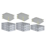 thumbnail of PROREGAL SuperSparSet 8x Eurobox NextGen Economy mit Auflagedeckel & 4x Verschlüsse Gelb, Griffe zu, HxBxT 12x40x60cm, 23L, Eurobehälter, Box
