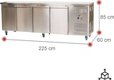 thumbnail of Romux® Tiefkühltisch mit 4 Türen 225x60 cm mit Luftkühlung | Theken Gefriertische aus Edelstahl mit Kapazität 449 L und Leistung 750 W