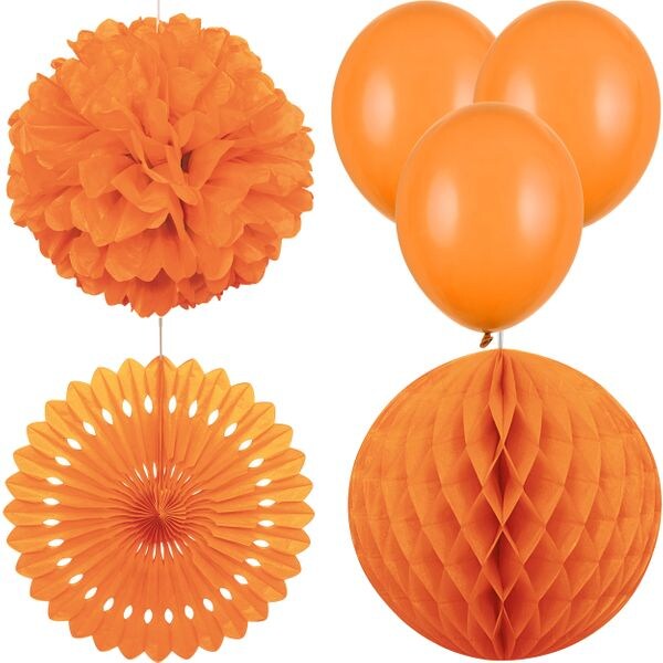 Partydeko orange Partyset Geburtstagsdeko Feier Partyartikel Geburtstag Hochzeit