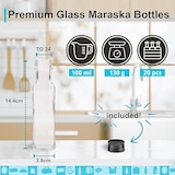 thumbnail of 20 mini glazen flessen 100ml met zwarte schroefdeksel voor olie, azijn, alcohol, sauzen en monsters