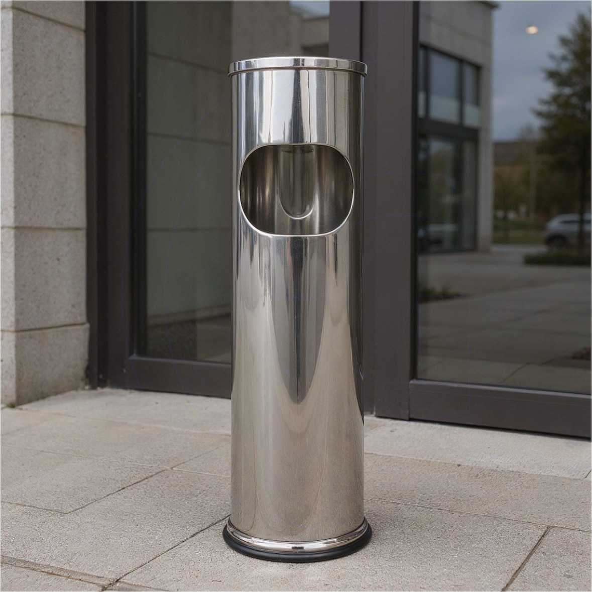 Standaschenbecher Edelstahl 54 cm Ascher mit integriertem Mülleimer