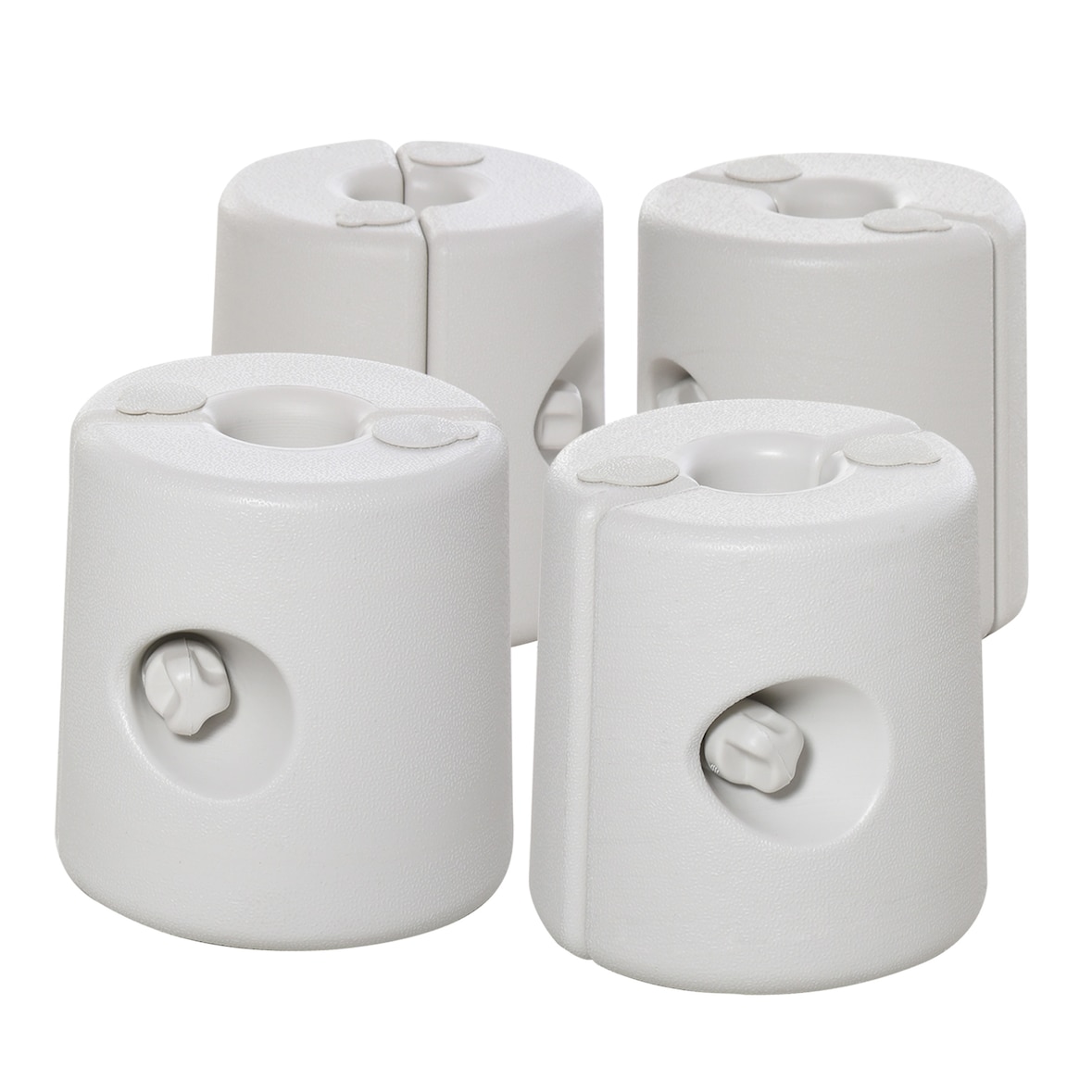 Pack de 4 pesos rellenables para carpas plegables con 9 kg de agua con perillas de fijación Ø22/24x25 cm blanco