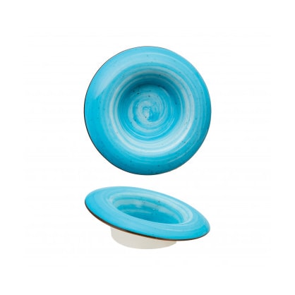 Mini blauw kopje Ø 10,2 cm H 3,1 cm Schuin handgedecoreerd Pak van 6