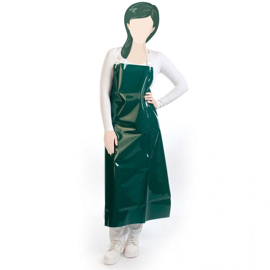 Latzschürze aus Polyurethan Grün 300 my 130x90 cm pflegeleicht hygienisch wasserdicht Fleischerschürze