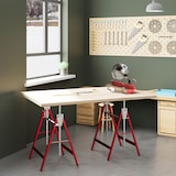 thumbnail of HOMCOM Conjunto de 2 Cavaletes Telescópicos Dobráveis com Altura Ajustável Cavaletes de Serra de Aço 68x58x80-130 cm Vermelho