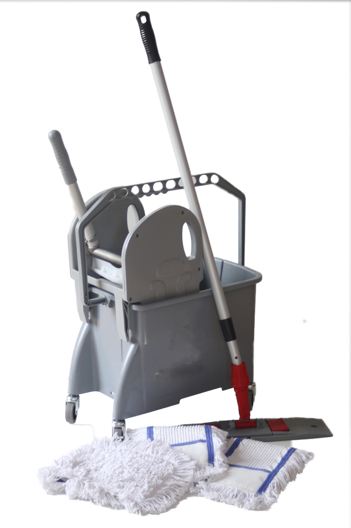 CleanSV Wischset grau 40cm - 16 Liter, PE Reinigungswagen, Moppresse, Mopset 40 cm