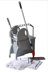 thumbnail of CleanSV Wischset grau 40cm - 16 Liter, PE Reinigungswagen, Moppresse, Mopset 40 cm