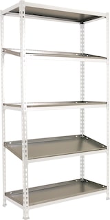 thumbnail of SimonRack Estantería Metálica, 1800x900x400 mm, 5 Alturas, Bandeja Metal, 180 kg de Punto Flexión, Blanco/Galva - Simonclick