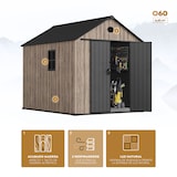 thumbnail of Hoggar – Caseta de Resina Jardín 6,41m2 Oak O60 - Suelo – Ventana – Efecto Madera Premium - Doble Puerta – Protección UV e Impermeable – Respiraderos