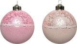 thumbnail of 12 Weihnachtskugeln 8cm Glas Blumenmotiv Muster Christbaumkugeln hellrosa pink