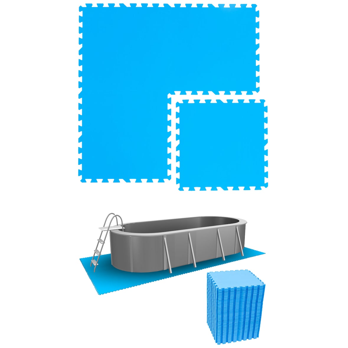 15 m² Poolunterlage - 64 EVA Matten 50x50 Pool Unterlage - Unterlegmatten Set