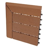 thumbnail of BERLINLODGE WPC Eck-Bodenfliese + Abschluss | BxT 30x30cm Premium | Holzoptik Terrasse | Ecke rechts | Teak linear