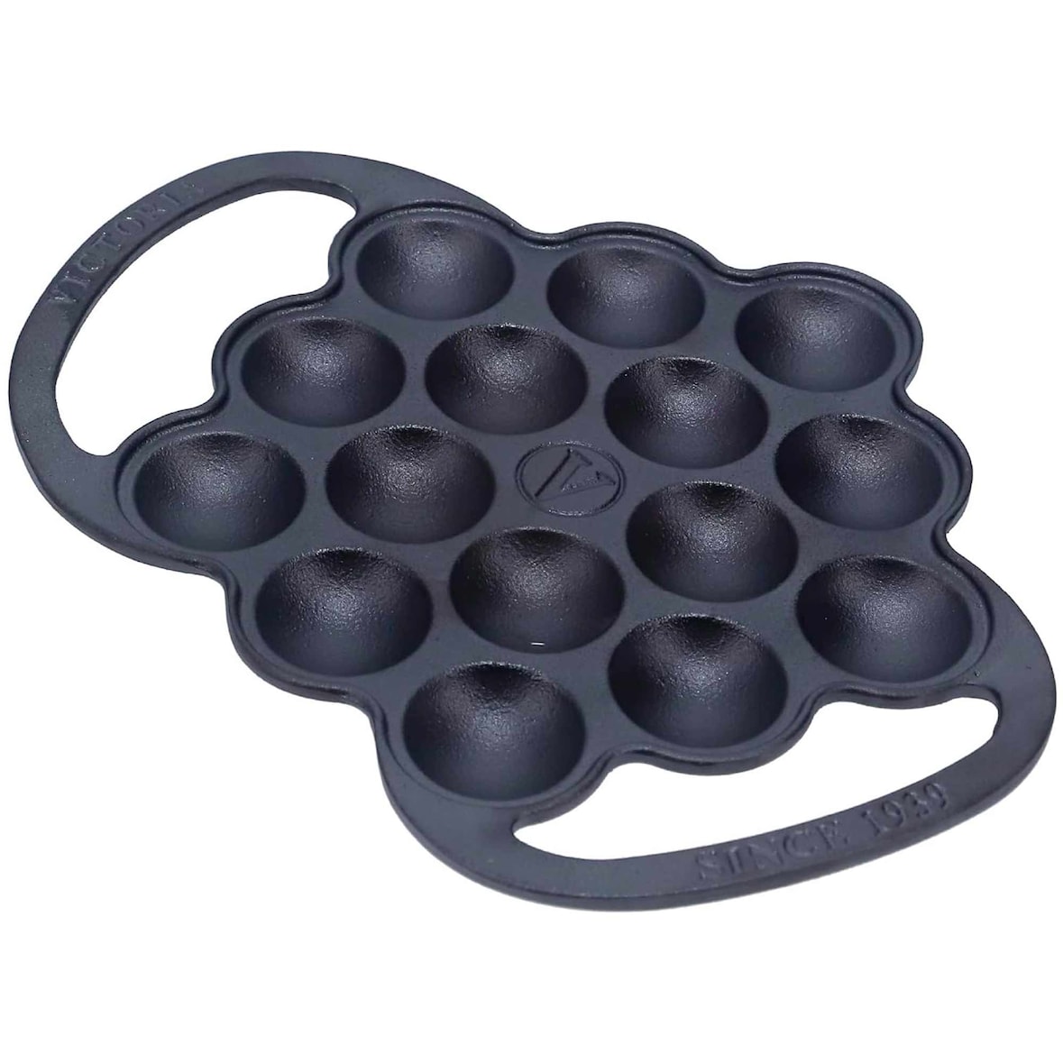 Sartén Hierro Fundido Esmaltado Mini Pancakes, Poffertjes, Provoletera Apta Inducción, Barbacoa, Victoria, VIC-PRE39233 Negro