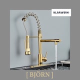 thumbnail of KLARWERK® Björn | Horeca Keukenkraan Goud Twee Douchekoppen | RVS Kraan Keuken 2 Aansluitingen | Dubbele Spoelbak Restaurant Horeca Premium