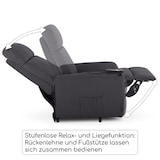 thumbnail of Fernsehsessel mit Aufstehhilfe, Relaxsessel mit Liegefunktion, elektrisch verstellbar, bequeme Polsterung, Webstoff, Dunkelgrau, Raburg Ida