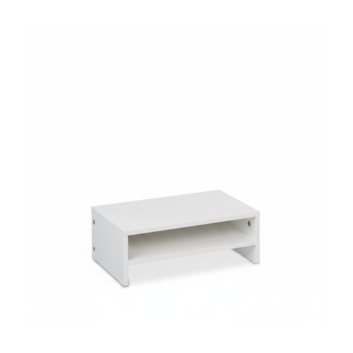 Relaxdays Monitorständer mit Fach, Bildschirmerhöhung für Schreibtisch, HBT: 14 x 40 x 23,5 cm, Bildschirmpodest, weiß
