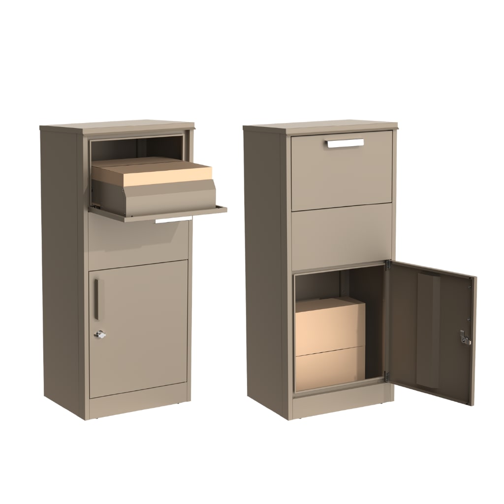 Boîte aux lettres taupe avec compartiment colis –  Acier Galvanisé