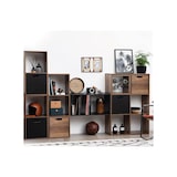 thumbnail of Meuble Étagère 3 cases de rangement effet bois foncé style Industriel H 100.5 cm